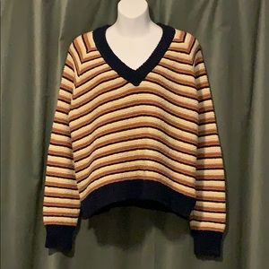 Madewell striped V neck sweater stripes small